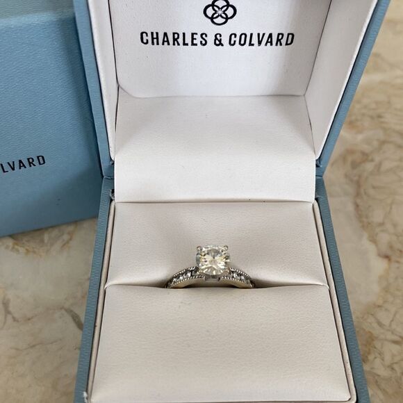 1.82 TCW 14K Charles & Colvard Forever One Moissanite Solitaire Engagement Ring - Picture 1 of 13